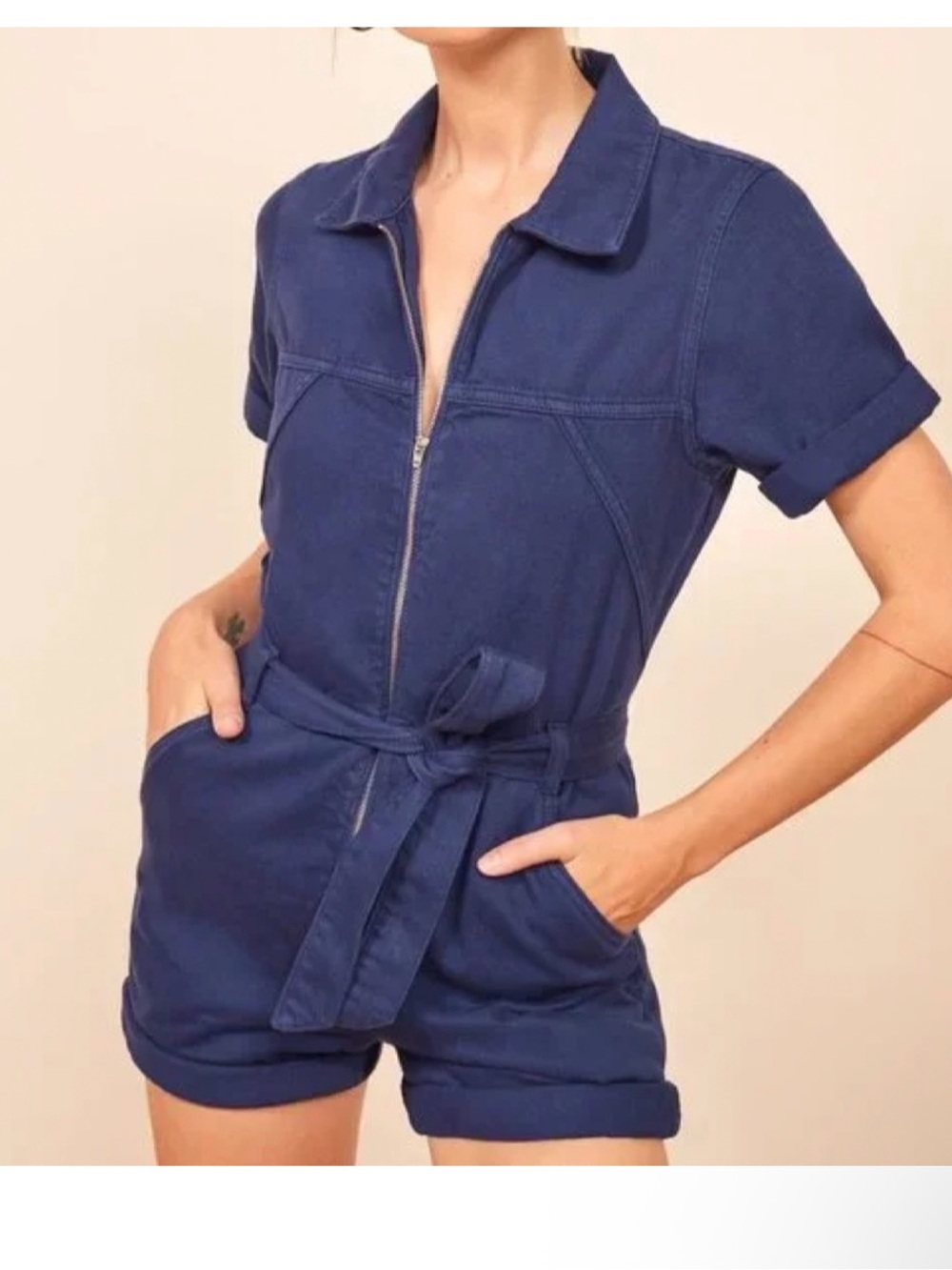Reformation Sadie jumpsuit in blue 4